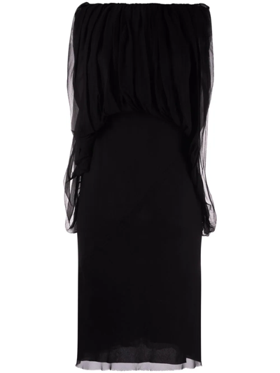 Rick Owens Sleeveless Draped-top Silk Mini Dress In Black