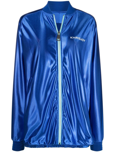 Khrisjoy Logo-print Metallic Bomber Jacket In Blue