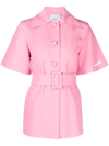 Patou Belted Short-sleeve Jacket In Pink