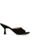 Stuart Weitzman Suede Square-toe Mules In Black