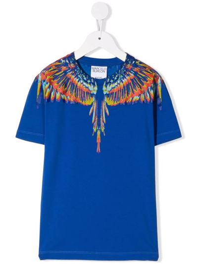 Marcelo Burlon County Of Milan Kids' Marcelo Burlon Boys Blue Cotton T-shirt