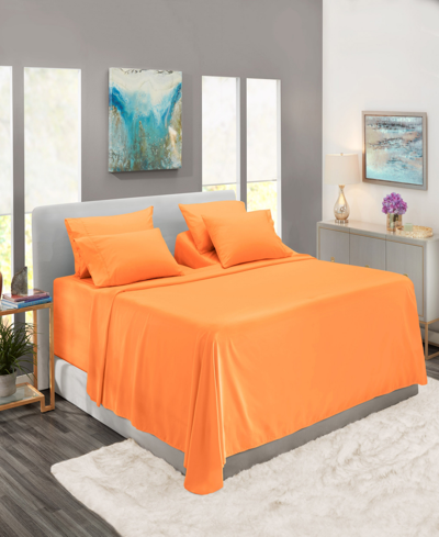 Nestl Bedding Bedding 7 Piece Extra Deep Pocket Bed Sheet Set, King Split In Apricot Orange
