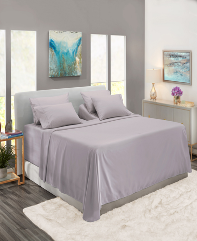 Nestl Bedding Bedding 7 Piece Extra Deep Pocket Bed Sheet Set, King Split In Light Gray Lavender