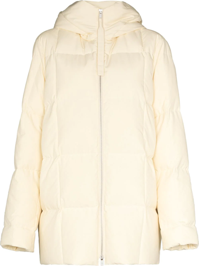 Jil Sander Quilted Hooded Puffer Jacket In Neutrals