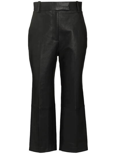 Khaite Melie Cropped Leather Trousers In Black