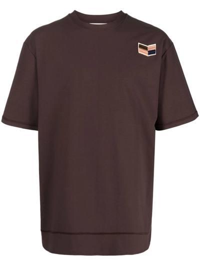 Jil Sander Logo-patch Cotton T-shirt In Brown