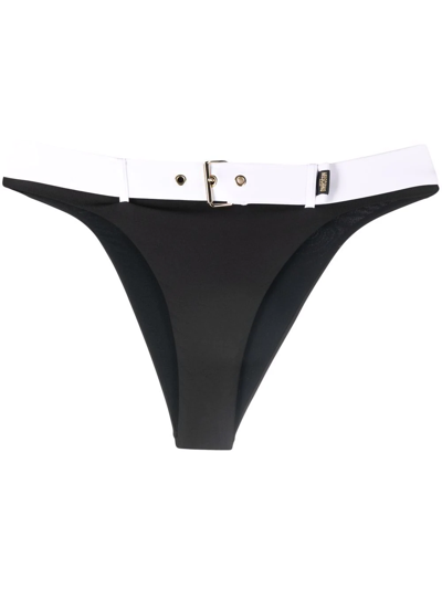 Moschino Two-tone Buckle Briefs In Black