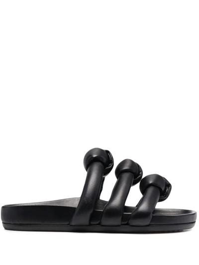Rick Owens Granola Knot-detail Slides In Black