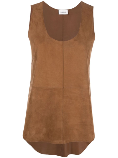 P.a.r.o.s.h Scoop-neck Suede Blouse In Brown