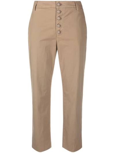 Dondup Cropped Straight-leg Chinos In Neutrals