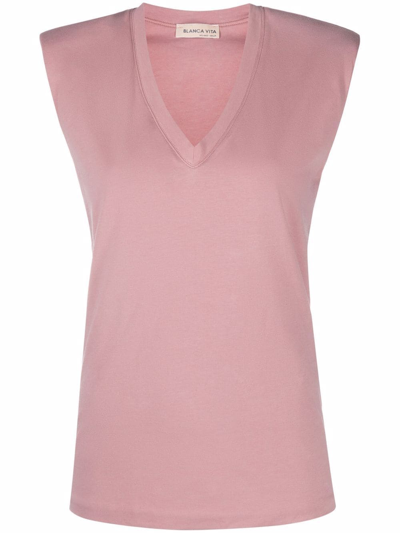 Blanca Vita Sleeveless V-neck Top In Pink