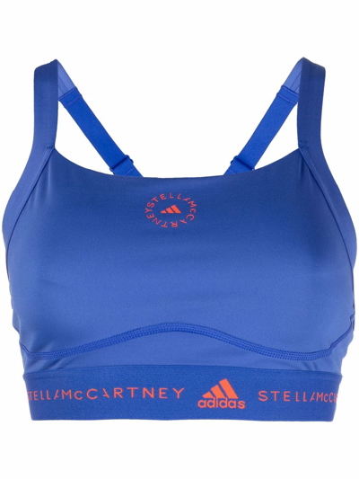 Adidas By Stella Mccartney True Purpose Logo-print Sports Bra In Blue