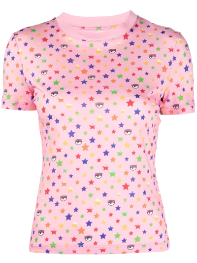 Chiara Ferragni Star Print Short-sleeve T-shirt In Pink