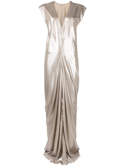 Rick Owens Lobster-cut Sleeveless Gown In Silver