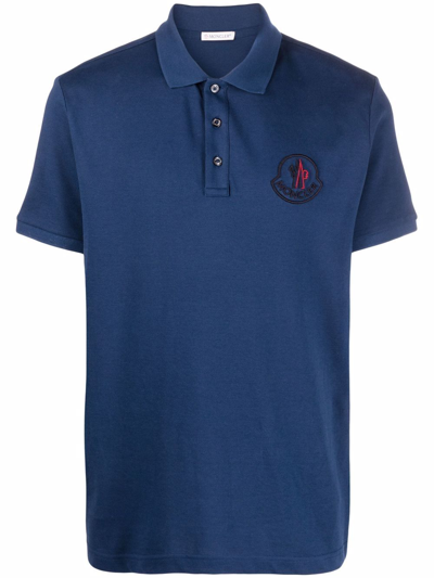 Moncler Logo刺绣polo衫 In Blue
