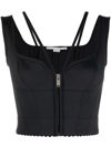 Stella Mccartney Black Zipper V Strap Tank Top In Black