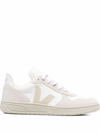 Veja V-10 Leather-trimmed Mesh And Suede Sneakers In White