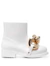 Jw Anderson Chain-embellished Rubber Ankle Boots In White
