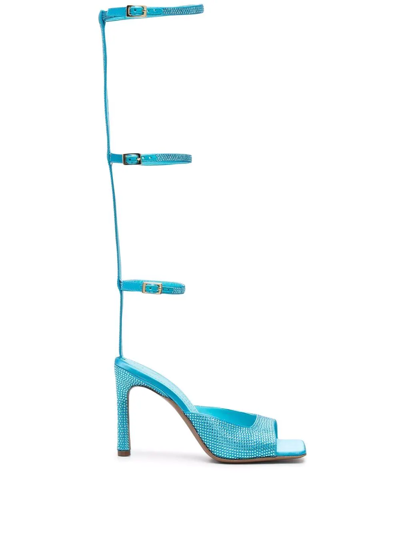 The Saddler X Caroline Vreeland 100mm Ankle Sandals In Turquoise