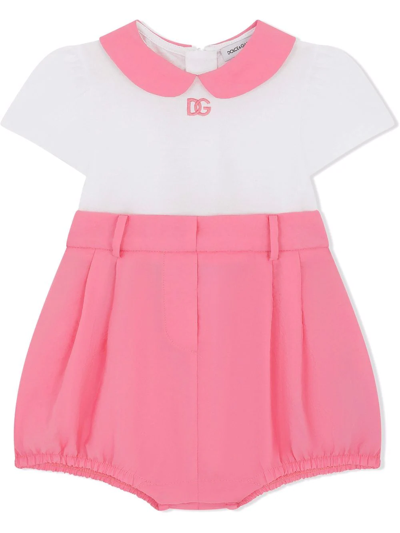 Dolce & Gabbana Babies' Logo-embroidered Colour-block Body In Pink