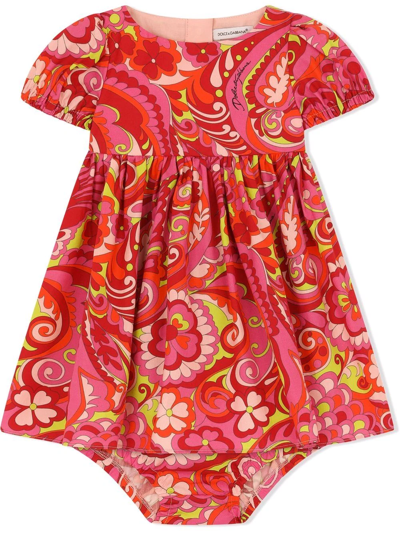 Dolce & Gabbana Babies' Floral-print Cotton Dress In Fantasia