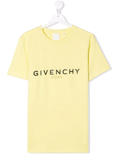 Givenchy Kids' Logo-print Cotton T-shirt In Yellow