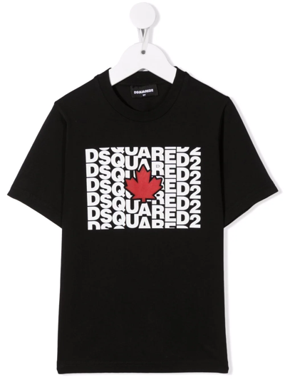 Dsquared2 Kids' Logo-print T-shirt In Black