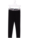 Off-white Logo Waistband Mid-rise Leggings In Black