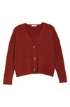 Madewell Cameron Ribbed Crop Cardigan In Burnished Mahogany