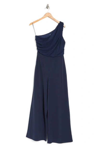 By Design Ava One-shoulder Wide Leg Jumpsuit In Navy Blazer