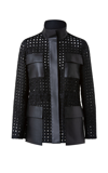 AKRIS WOMEN'S GIRTA EMBROIDERED LEATHER-TRIMMED WOVEN JACKET