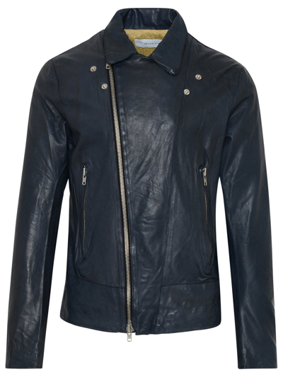 Bully Blue Leather Jacket In Black