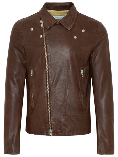 Bully Brown Leather Jacket In Beige
