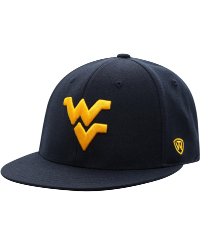 TOP OF THE WORLD MEN'S TOP OF THE WORLD NAVY WEST VIRGINIA MOUNTAINEERS TEAM COLOR FITTED HAT
