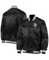 Starter Men's  Black Minnesota Vikings Locker Room Satin Varsity Full-snap Jacket In Black