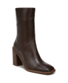 Franco Sarto Stevie Womens Zipper Square Toe Booties In Dark Brown Leather
