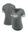 Fanatics Women's  Branded Gray And White Brooklyn Nets Showtime Winning With Pride Notch Neck T-shirt In Gray/white