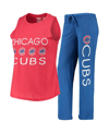 Concepts Sport Women's  Royal, Red Chicago Cubs Meter Muscle Tank Top And Pants Sleep Set In Royal/red