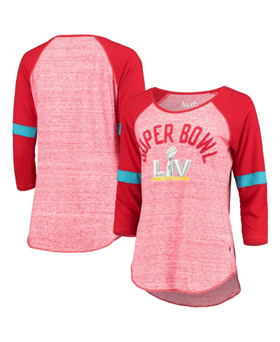 Touché Women's Touch Heathered Red Super Bowl Lv Upper Deck 3/4-sleeve Raglan T-shirt