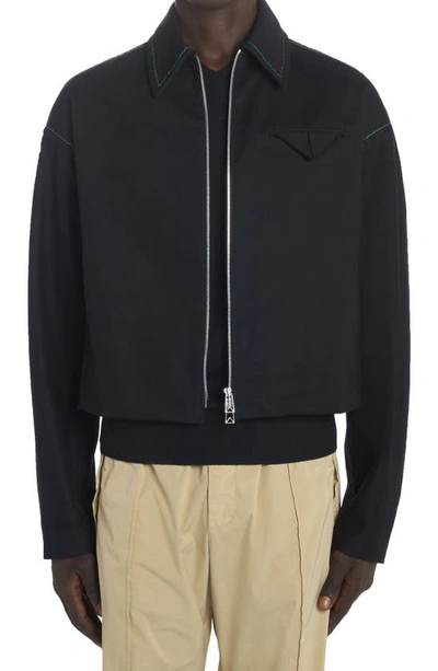 Bottega Veneta Black Short Jacket With Contrasting Stitching