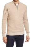 Peter Millar Kitts Textured Cotton & Wool Quarter Zip Sweater In Oakwood