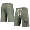 Concepts Sport Heathered Olive Oakland Athletics Mainstream Tri-blend Shorts In Green