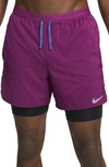 Nike Dri-fit Flex Stride Pocket 2-in-1 Running Shorts In Sangria/ Black