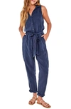 Bella Dahl Sleeveless Belted Jumpsuit Endless Sea ModeSens