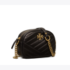 Tory Burch Small Kira Chevron Camera Bag In Black / Rolled Brass
