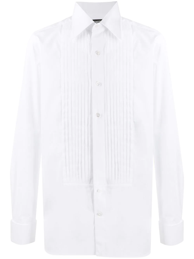 Tom Ford Pleat Detail Cotton Shirt In White