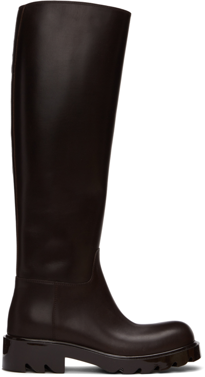 Bottega Veneta 35mm Strut Leather Tall Boots In Fondant