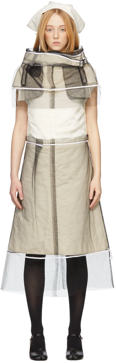 Maison Margiela Off-white & Black Melange Dress In 102 Ecrù