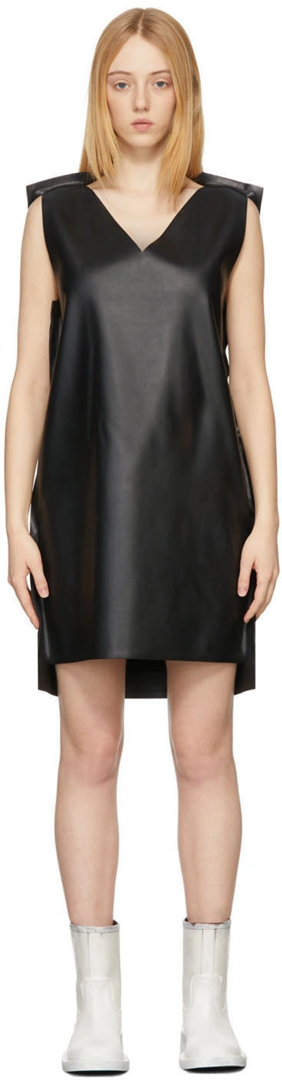 Mm6 Maison Margiela Black Faux-leather Dress In 900 Black