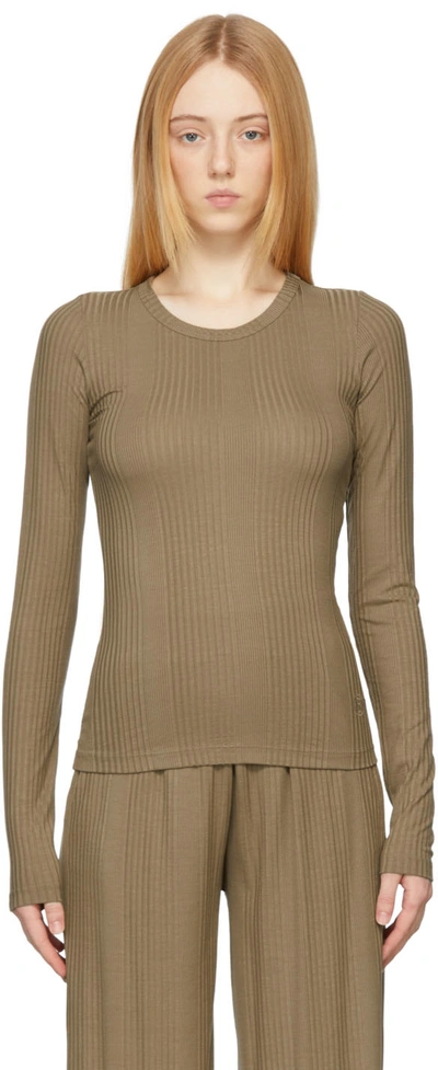 Mm6 Maison Margiela Khaki Jersey T-shirt In 123 Taupe